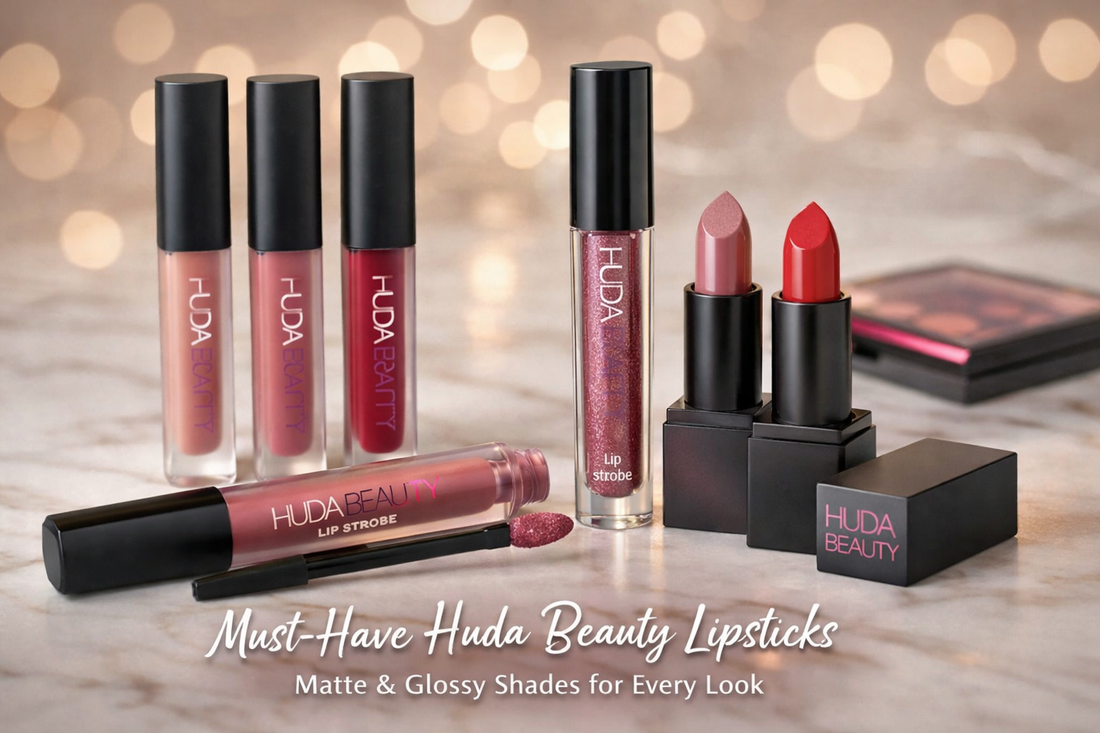 Huda Beauty lipsticks collection long-lasting matte and glossy shades