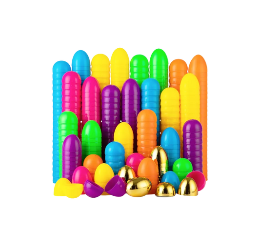 50pcs colorful and golden plastic Easter eggs for Easter egg hunt