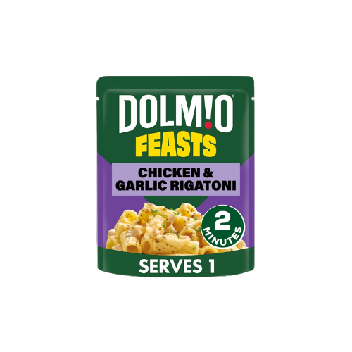 Dolmio Feasts Chicken & Garlic Rigatoni Pasta Ready Meal 250g – Creamy Instant Pasta Dish