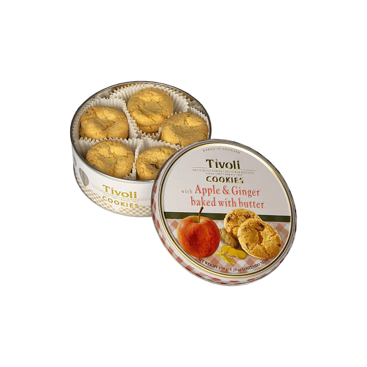 Jacobsens Tivoli butter cookies with apple and ginger 150g small tin traditional Danish biscuit gift