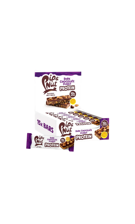 Pip & Nut Protein Dark Chocolate Peanut Bar 46g pack of 15 high protein peanut snack from Granddadstore