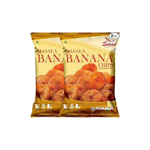 Saras Masala Banana Chips 150g Pack of 2 – Spicy Banana Snack – Granddadstore UK