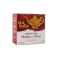 Tea India Masala Chai Tea Bags 100 count with spiced black tea, ginger and cinnamon blend