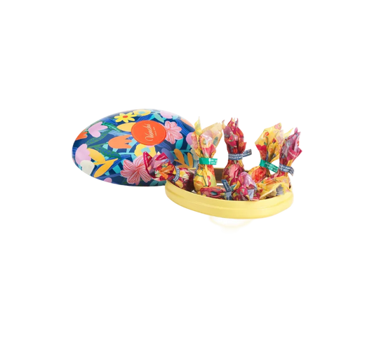 Venchi egg shaped tin with hazelnut chocolate mini eggs